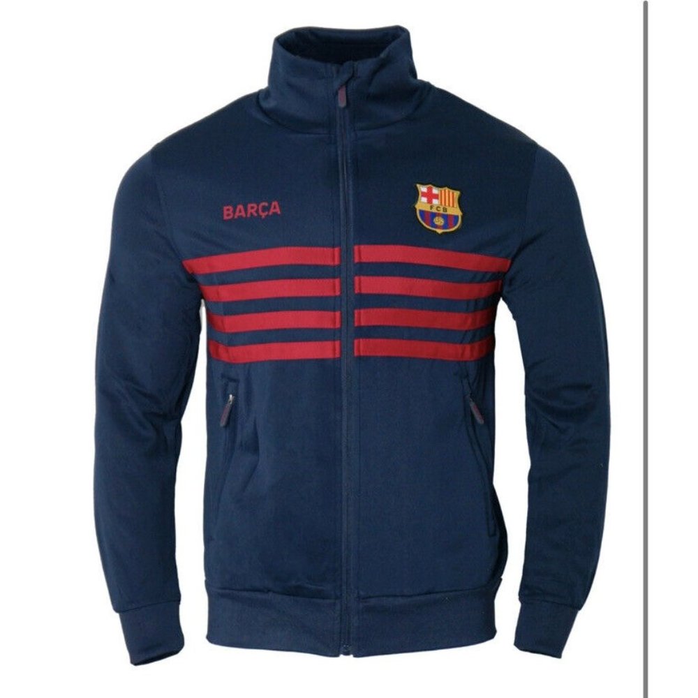 FC Barcelona Full Zip Logo Track Jacket - Navy Blue Size Small